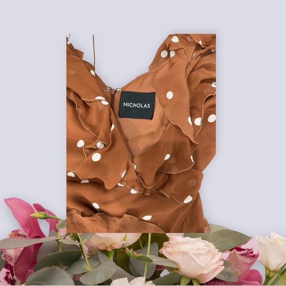 NICHOLAS
Rust Spot Wrap Frill Mini Dress US size 6 - Picture 16 of 17